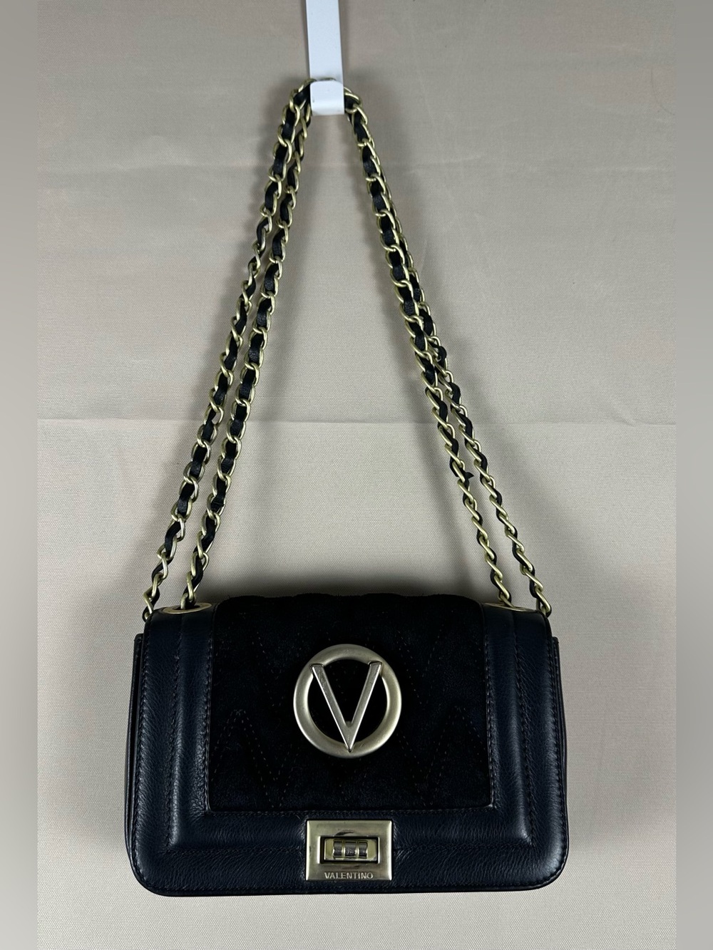 Valentino by Mario Valentino Chevron Suede Crossbody Bag